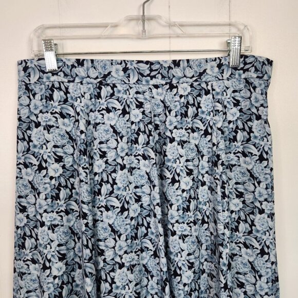 Vintage Midi Skirt 90s Blue Floral Flowy 1990s Feminine Pretty Cottagecore XL 14 - Picture 2 of 7